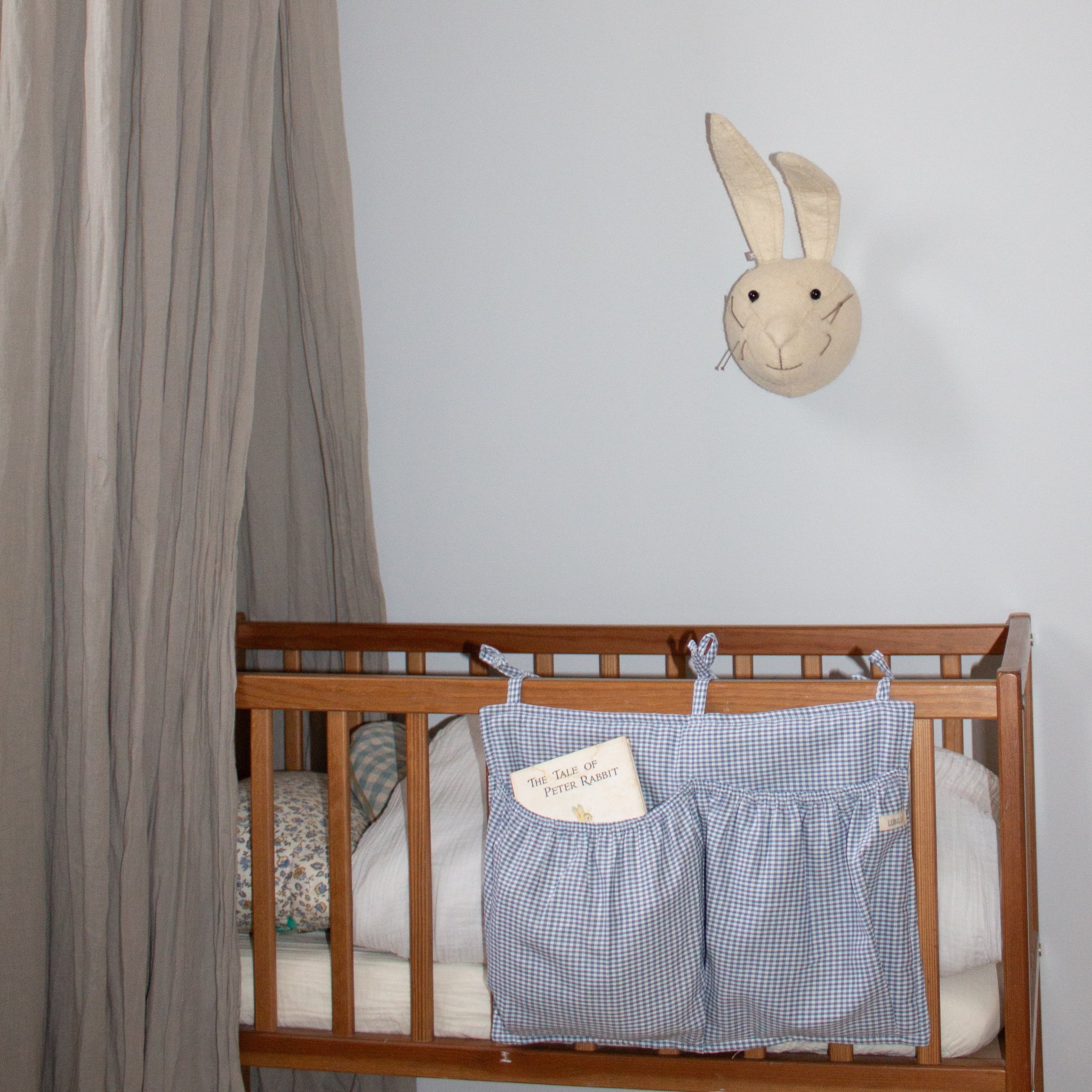 Mini Check Bed Pocket Blue