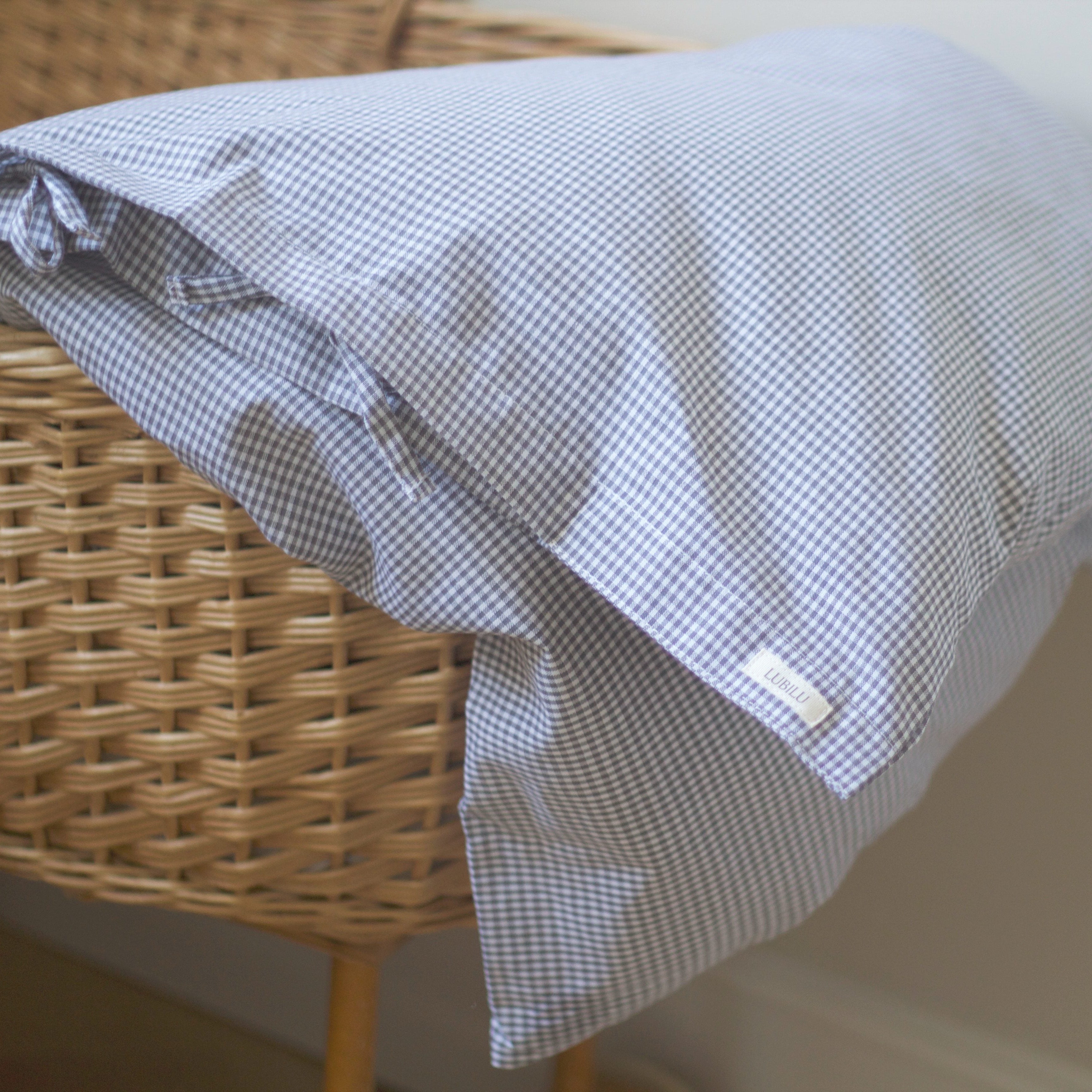 Mini Check Baby Bedding Grey