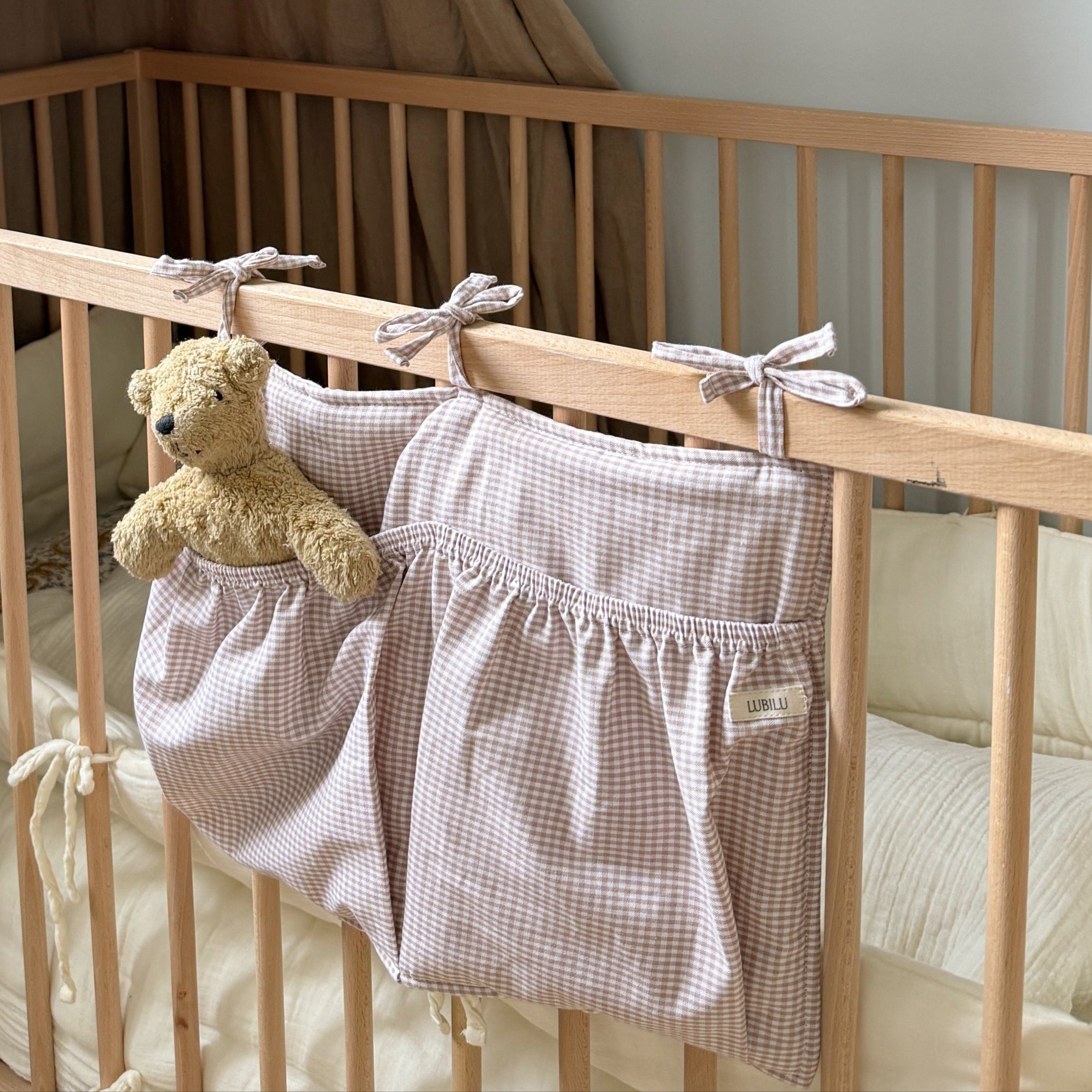 Mini Check Bed Pocket Beige