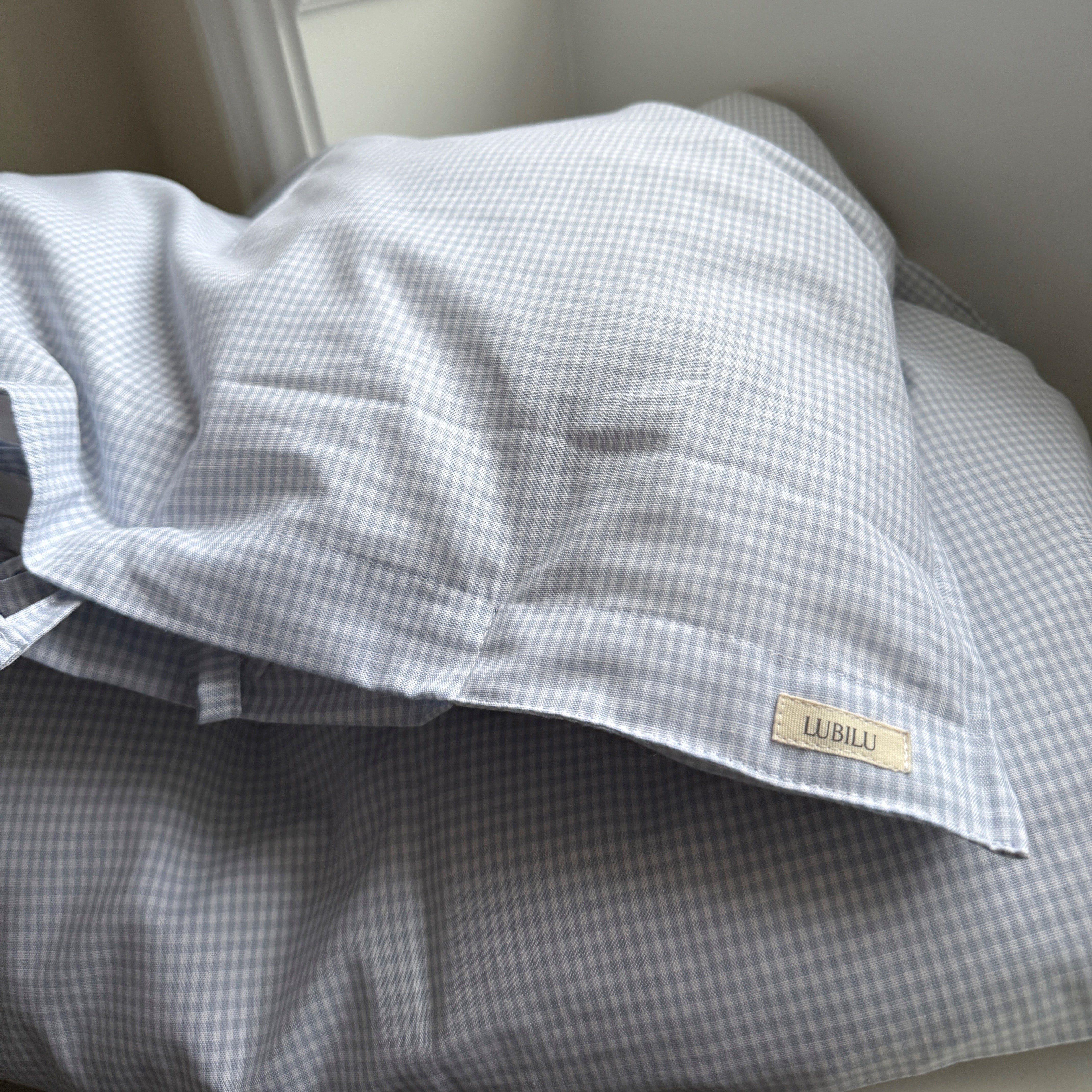 Mini Check Baby Bedding Soft Blue