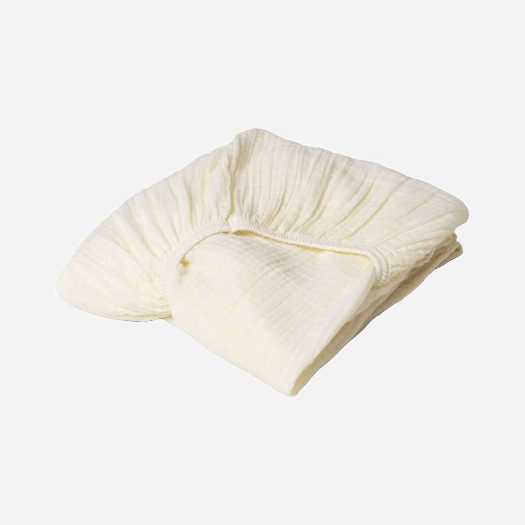 Muslin Fitted Sheet Cream Junior