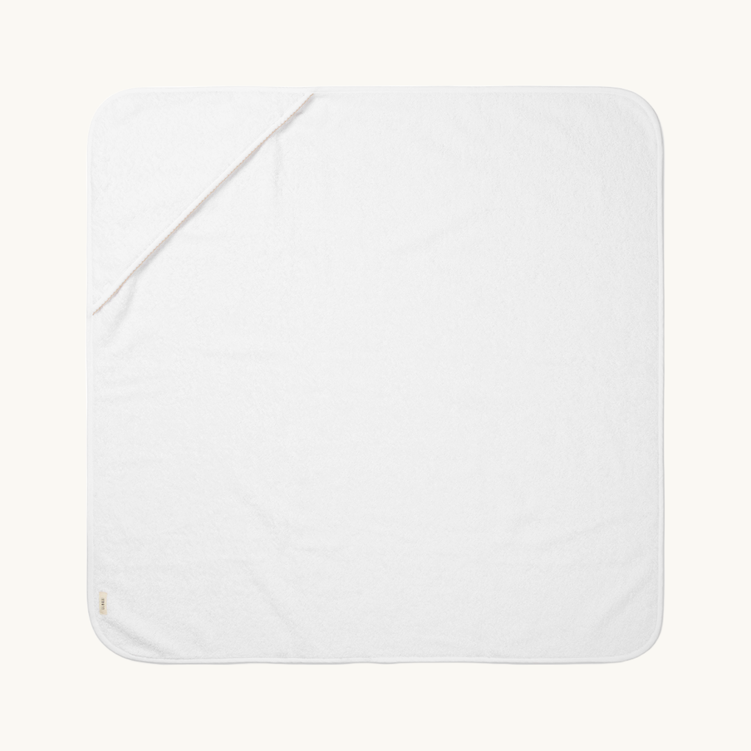 Organic Hooded Towel with Edge Detail Beige