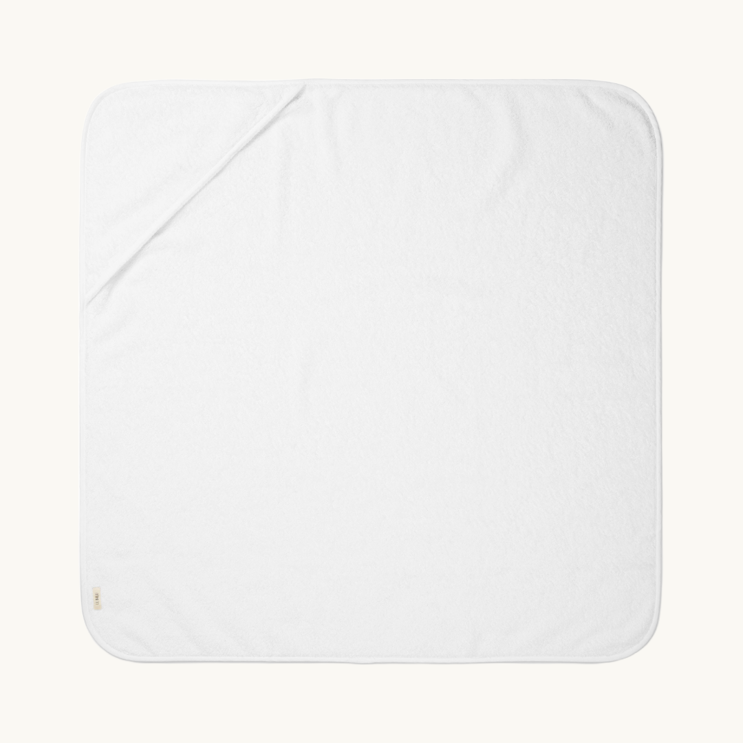 Organic Hooded Towel with Edge Detail White