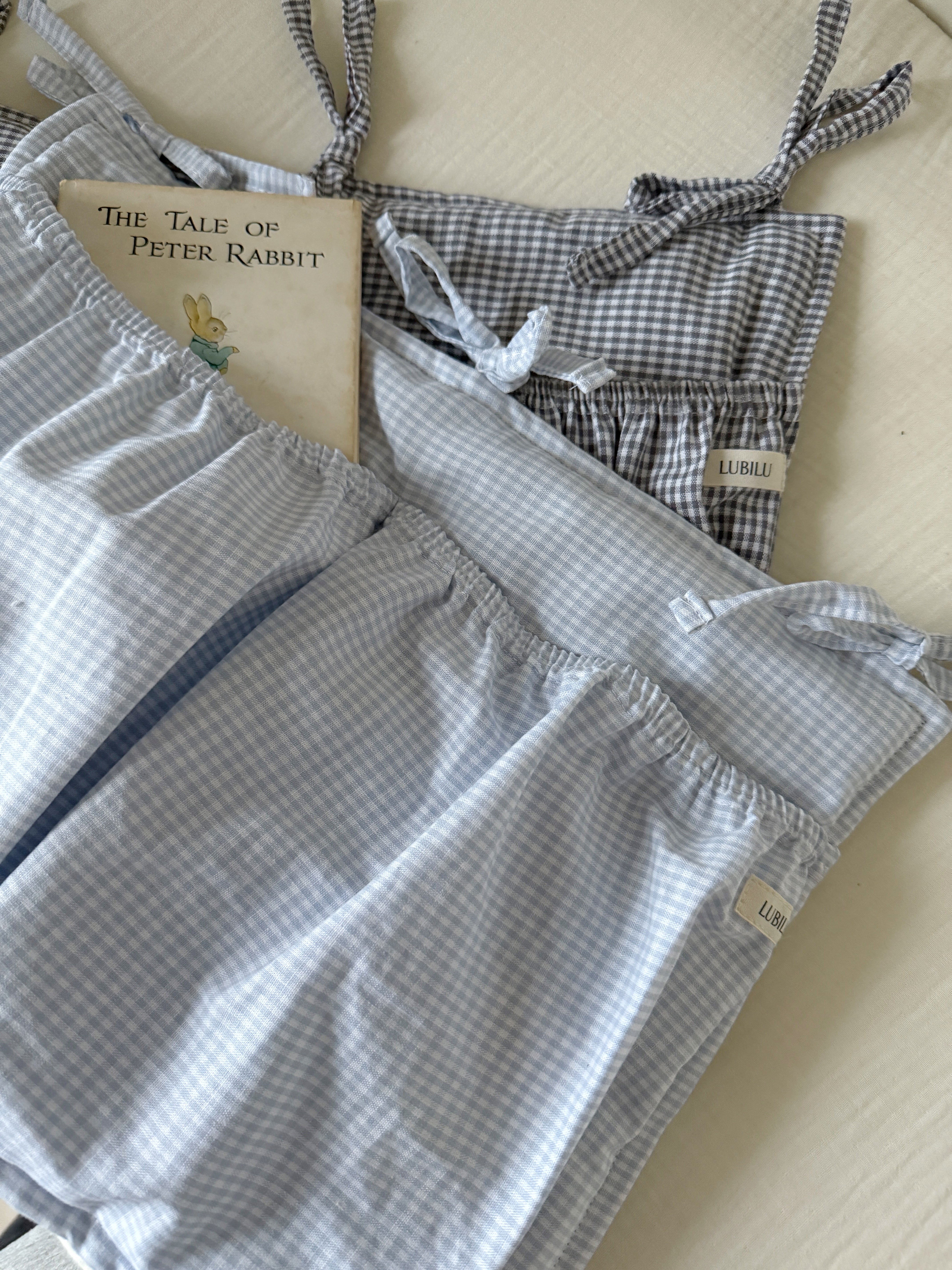 Lubilu Checked Bed Pocket Soft Blue