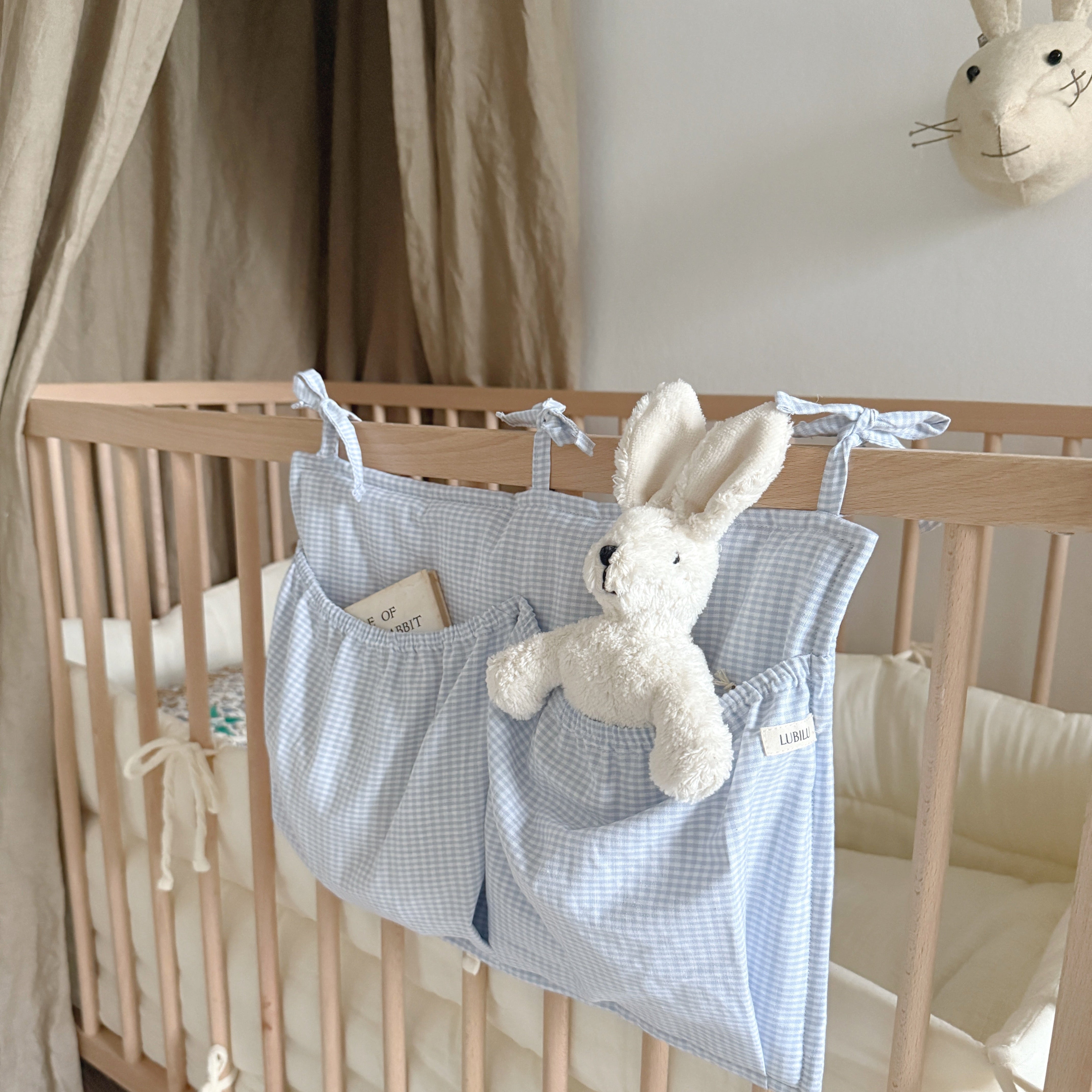 Lubilu Checked Bed Pocket Soft Blue