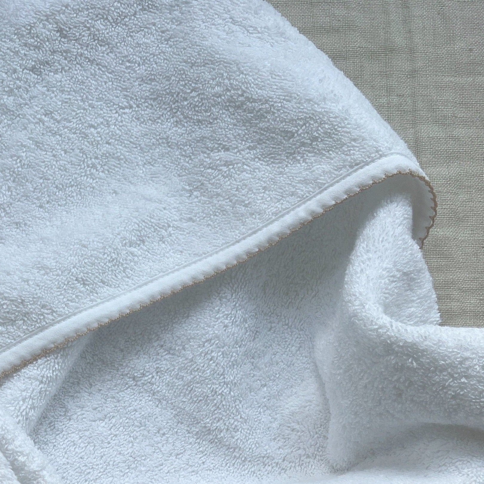 Organic Hooded Towel with Edge Detail Beige