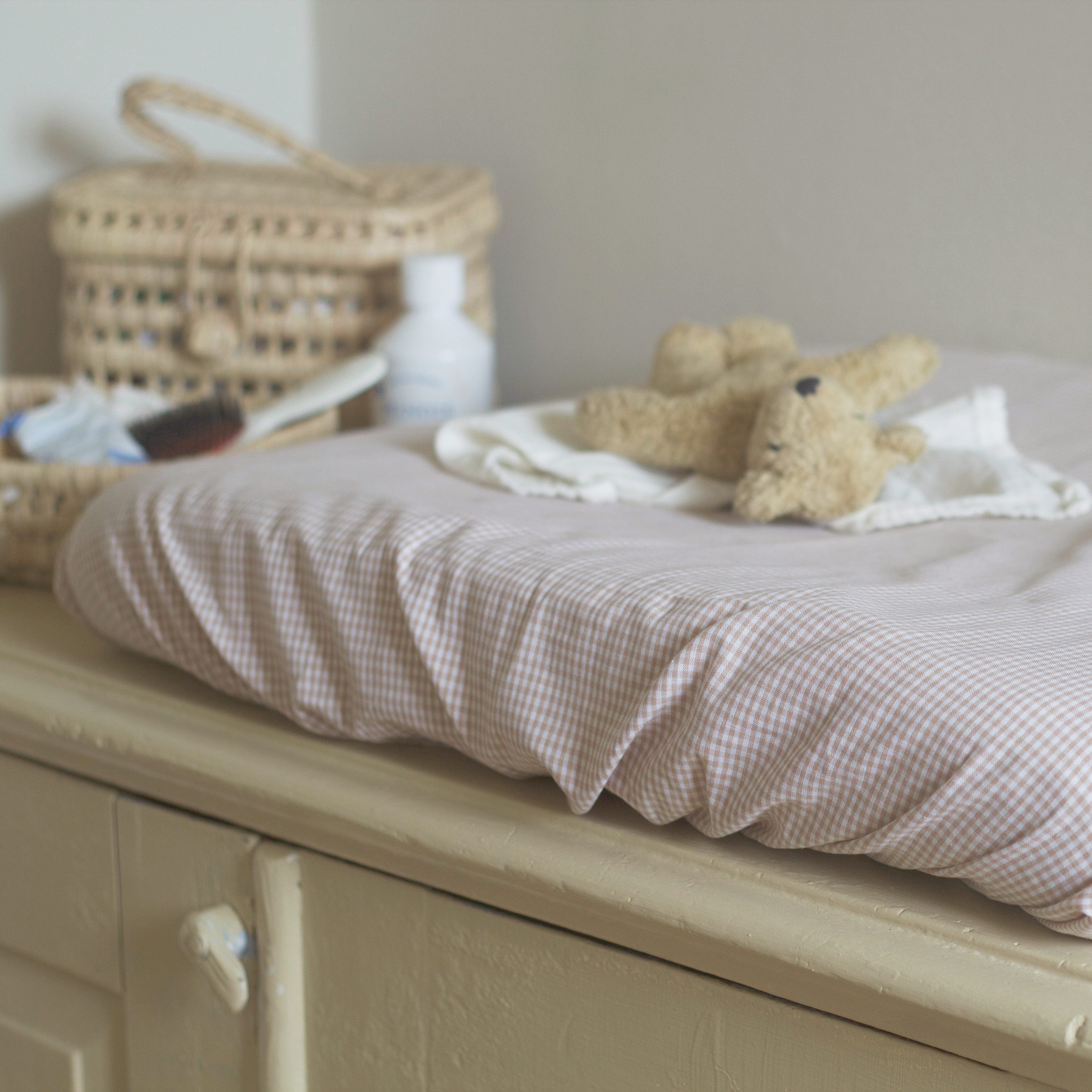 Changing Cushion Cover Beige Check