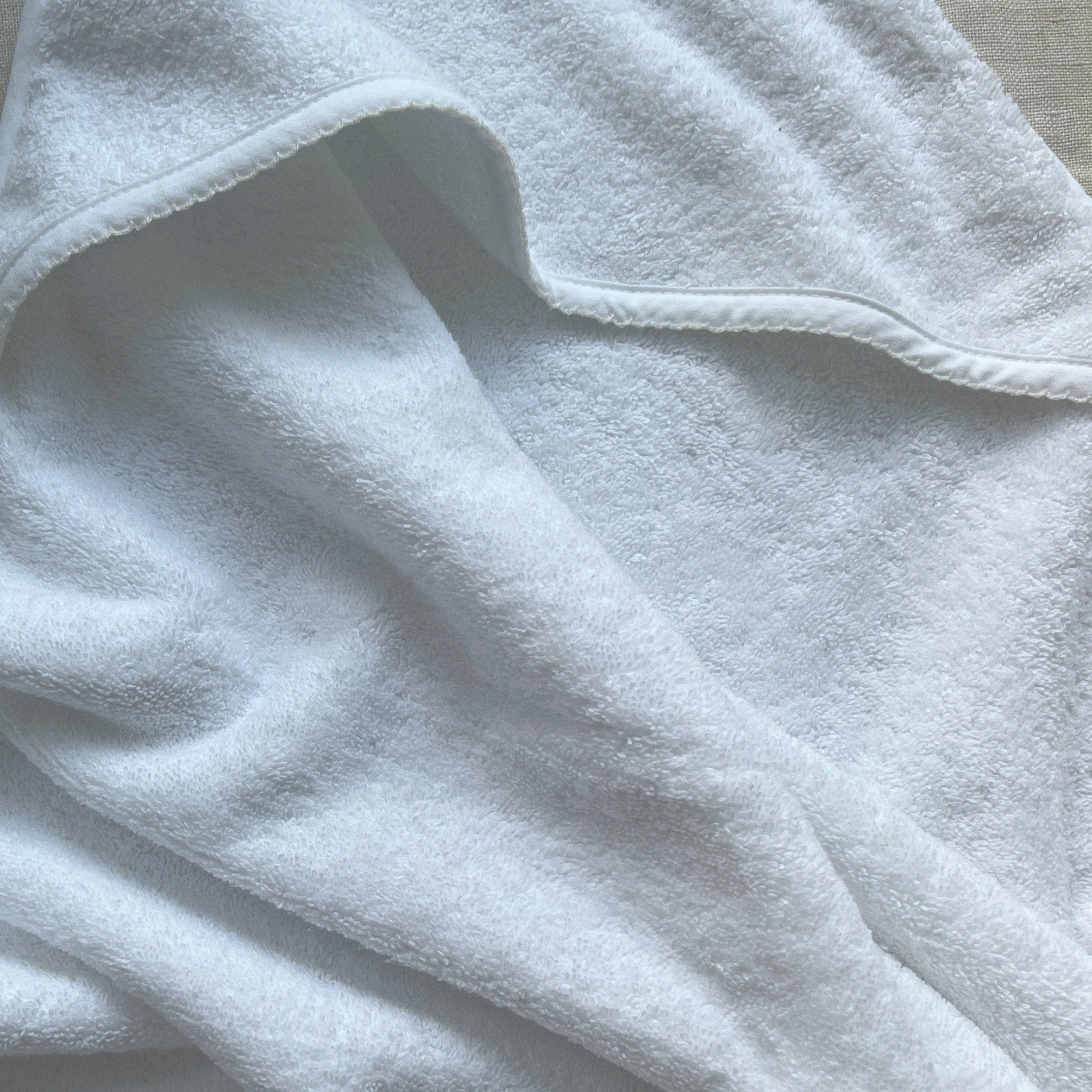Organic Hooded Towel with Edge Detail White