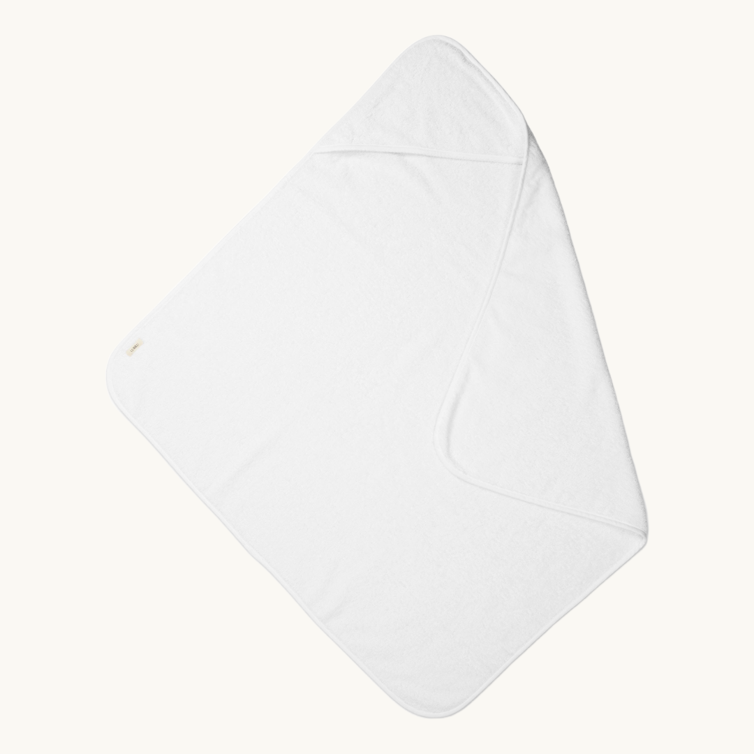 Organic Hooded Towel with Edge Detail White